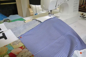 Sewing on third strip