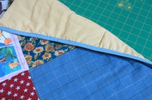 Binding stitched, view from back
