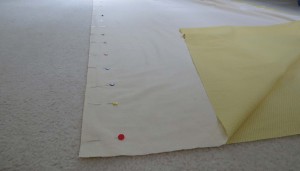 Backing pinned right sides together